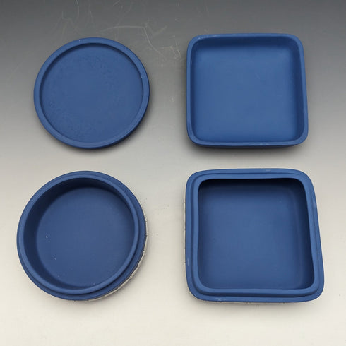 1977 Wedgwood Queen Elizabeth Jubilee Candy Box Pair Royal Blue